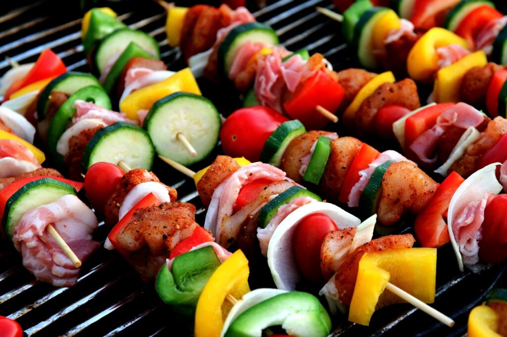 shish kebab, meat skewer, vegetable skewer, meat products, barbecue, food, meat, grill party, grill, grilling, cooking, food, food, food, food, food, meat, cooking